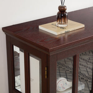 English Elm 2 Grid Glass Door Sideboard with Led Lighting Adjustable Shelves and Vintage Handles Cherry W2275P513674