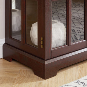 English Elm 2 Grid Glass Door Sideboard with Led Lighting Adjustable Shelves and Vintage Handles Cherry W2275P513674