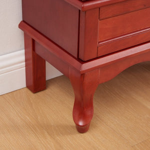 English Elm Lighted Cherry Curio Cabinet with Glass Doors Mirrored Back and Adjustable Shelves W2275P542384