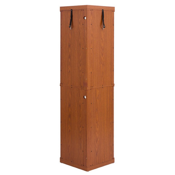 English Elm Lighted Oak Corner Display Cabinet Tall Glass Door Cupboard for Living Room W2275P554682