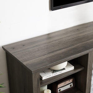 English Elm Large Fireplace TV Stand with Stone Surround Electric Insert and Open Media Storage W2275S00033