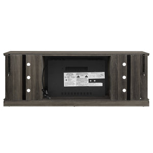 English Elm Large Fireplace TV Stand with Stone Surround Electric Insert and Open Media Storage W2275S00033