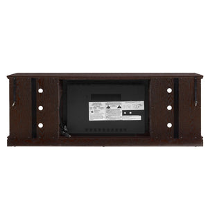 English Elm Large Electric Fireplace TV Stand with Faux Stone Surround Cherry Finish 70 Inch W2275S00034