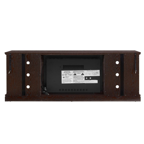 English Elm Large Electric Fireplace TV Stand with Faux Stone Surround Cherry Finish 70 Inch W2275S00034
