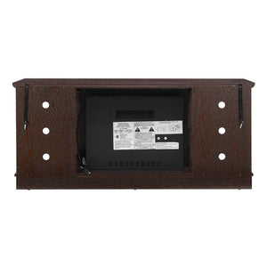 English Elm Mantel Electric Fireplace TV Console with Stacked Stone Surround and Open Shelving Cherry W2275S00037