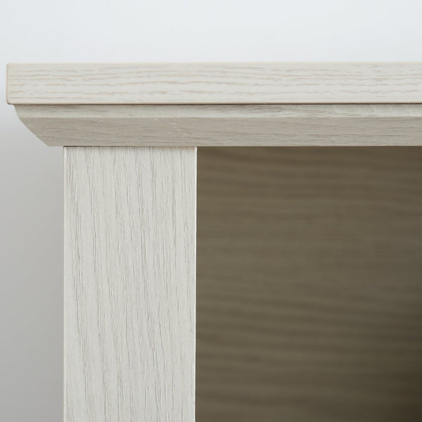 English Elm Embossed Cabinet Fireplace TV Stand with Open Shelving for Farmhouse Living Rooms White W2275S00048