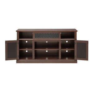 English Elm Embossed Cabinet Fireplace TV Stand with Open Shelving for Farmhouse Living Rooms Cherry W2275S00049