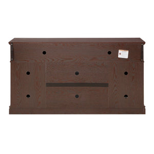 English Elm Embossed Cabinet Fireplace TV Stand with Open Shelving for Farmhouse Living Rooms Cherry W2275S00049