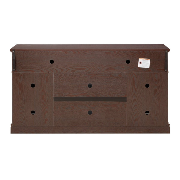 English Elm Embossed Cabinet Fireplace TV Stand with Open Shelving for Farmhouse Living Rooms Cherry W2275S00049
