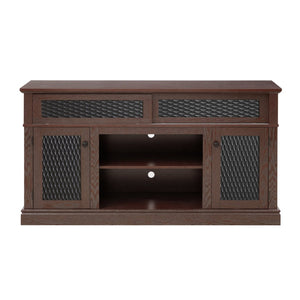English Elm Embossed Cabinet Fireplace TV Stand with Open Shelving for Farmhouse Living Rooms Cherry W2275S00049