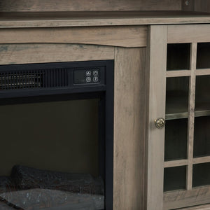 English Elm Classic Gray Wash Entertainment Console with Built-In Electric Fireplace for Living Rooms W2275S00051