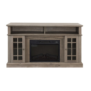 English Elm Classic Gray Wash Entertainment Console with Built-In Electric Fireplace for Living Rooms W2275S00051