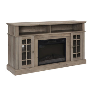 English Elm Classic Gray Wash Entertainment Console with Built-In Electric Fireplace for Living Rooms W2275S00051