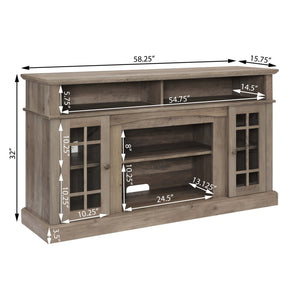 English Elm Classic Gray Wash Entertainment Console with Built-In Electric Fireplace for Living Rooms W2275S00051