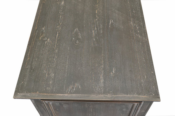 English Elm 59.06" Farmhouse Credenza Solid Wood Buffet with Fluted Glass Doors and Turned Legs Black+Gray W2295P475268
