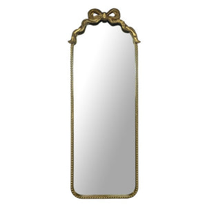 English Elm Gold Ornate Iron Wall Mirror Full Length Baroque Bow Frame for Bedroom Entryway W2295P530236