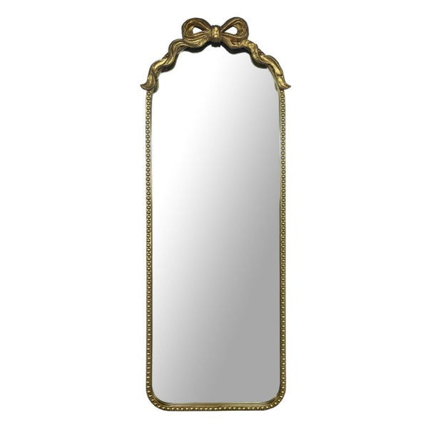 English Elm Gold Ornate Iron Wall Mirror Full Length Baroque Bow Frame for Bedroom Entryway W2295P530236