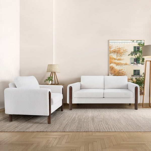 English Elm Modular Teddy Velvet Sofa with Walnut Legs Mid Century Living Room Seating W2308S00002
