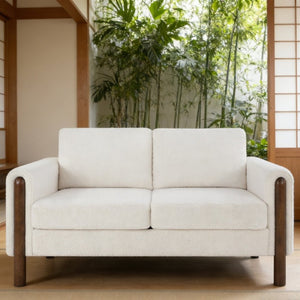 English Elm Modular Teddy Velvet Sofa with Walnut Legs Mid Century Living Room Seating W2308S00002