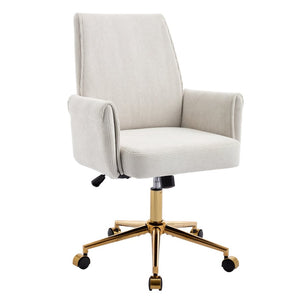 English Elm Mid-Back Ergonomic Office Chair Striped Fabric Gold Base Memory Foam Lumbar W2311P454487