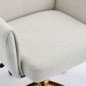 English Elm Mid-Back Ergonomic Office Chair Striped Fabric Gold Base Memory Foam Lumbar W2311P454487