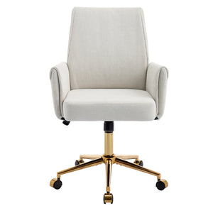 English Elm Mid-Back Ergonomic Office Chair Striped Fabric Gold Base Memory Foam Lumbar W2311P454487