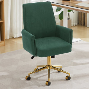English Elm Mid-Back Ergonomic Office Chair Striped Fabric Gold Base Memory Foam Lumbar Support W2311P454499
