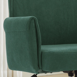 English Elm Mid-Back Ergonomic Office Chair Striped Fabric Gold Base Memory Foam Lumbar Support W2311P454499