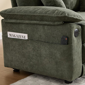 English Elm 58 Inch Chenille Tufted Convertible Loveseat Sleeper Sofa with Usb Port and Side Pockets Green W2311P495481