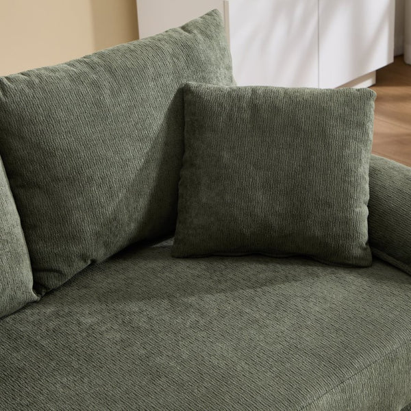 English Elm 58 Inch Chenille Tufted Convertible Loveseat Sleeper Sofa with Usb Port and Side Pockets Green W2311P495481
