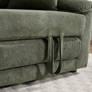 English Elm 58 Inch Chenille Tufted Convertible Loveseat Sleeper Sofa with Usb Port and Side Pockets Green W2311P495481