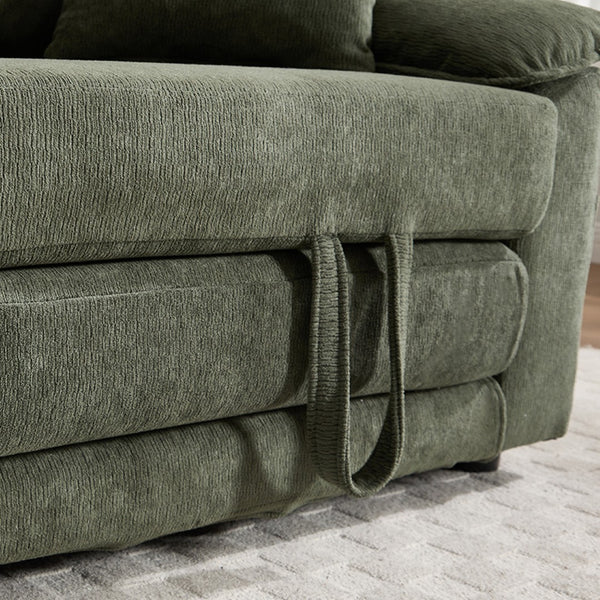 English Elm 58 Inch Chenille Tufted Convertible Loveseat Sleeper Sofa with Usb Port and Side Pockets Green W2311P495481