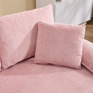 English Elm 58 Inch Chenille Tufted Convertible Loveseat Sleeper Sofa with Usb Port and Side Pockets Pink W2311P495483