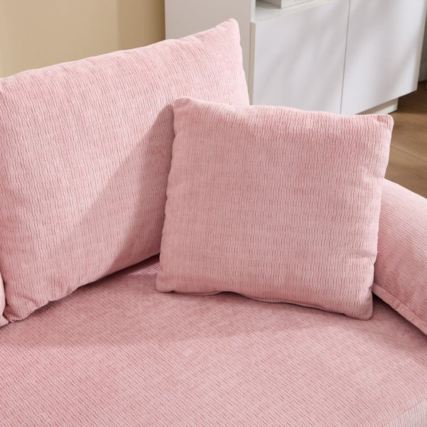 English Elm 58 Inch Chenille Tufted Convertible Loveseat Sleeper Sofa with Usb Port and Side Pockets Pink W2311P495483