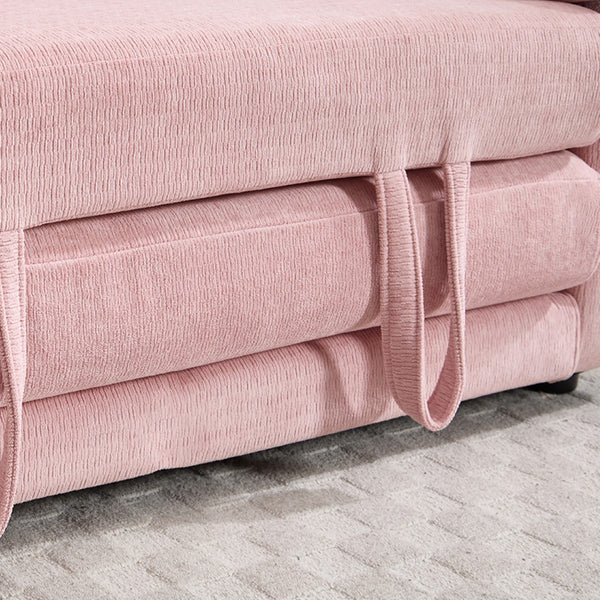 English Elm 58 Inch Chenille Tufted Convertible Loveseat Sleeper Sofa with Usb Port and Side Pockets Pink W2311P495483