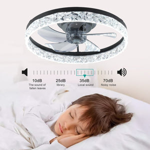 English Elm Ceiling Fan with Sculptural Acrylic Blades Dimmable LED Three Color Temps Smart App W2312141748