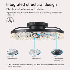 English Elm Ceiling Fan with Sculptural Acrylic Blades Dimmable LED Three Color Temps Smart App W2312141748
