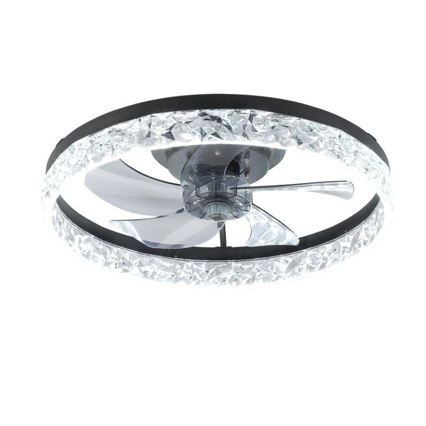English Elm Ceiling Fan with Sculptural Acrylic Blades Dimmable LED Three Color Temps Smart App W2312141748