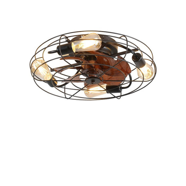 English Elm Caged Flush Mount Ceiling Fan Industrial Mesh Black Farmhouse Low Profile Remote W2312141750