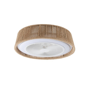 English Elm 21 Inch Bohemian Rope Shade Ceiling Fan with Dimmable LED and Remote for Bedroom Living Room W2312P389948