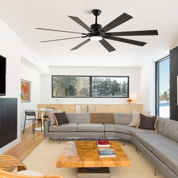 English Elm 72 Inch Walnut Ceiling Fan with LED Light Eight Wood Blades DC Motor Remote Large Room W2312P389952