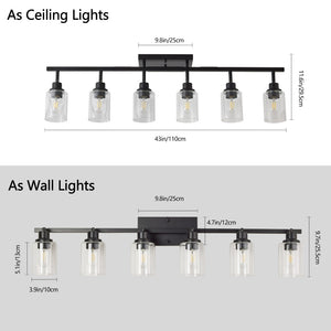 English Elm 6-light Matte Black Iron Track Fixture with Rotatable Clear Glass Heads for Kitchen Hallway W2312P415996