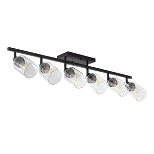 English Elm 6-light Matte Black Iron Track Fixture with Rotatable Clear Glass Heads for Kitchen Hallway W2312P415996