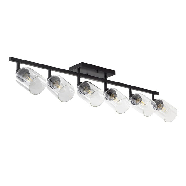English Elm 6-light Matte Black Iron Track Fixture with Rotatable Clear Glass Heads for Kitchen Hallway W2312P415996