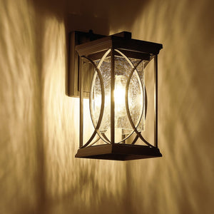 English Elm Oil Rubbed Bronze Outdoor Wall Sconce with Crack Glass Ip65 Dusk to Dawn Porch Light W2312P454687