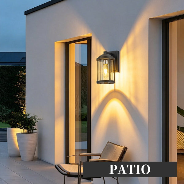 English Elm Outdoor Matte Black Aluminum Seeded Glass Wall Lanterns Set of Two for Porch Garage W2312P454689