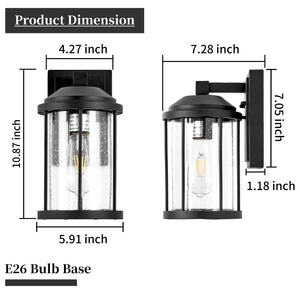 English Elm Outdoor Matte Black Aluminum Seeded Glass Wall Lanterns Set of Two for Porch Garage W2312P454689