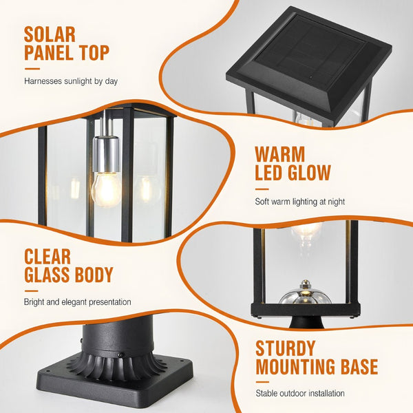 English Elm Dusk to Dawn Aluminum Pier Mount Post Lamp with Cage Lantern Design for Patio Pathways W2312P454692