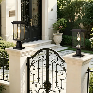 English Elm Dusk to Dawn Aluminum Pier Mount Post Lamp with Cage Lantern Design for Patio Pathways W2312P454692