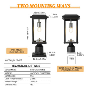 English Elm Dusk to Dawn Aluminum Pier Mount Post Lamp with Cage Lantern Design for Patio Pathways W2312P454692